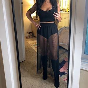 Sheer skirt and short set
